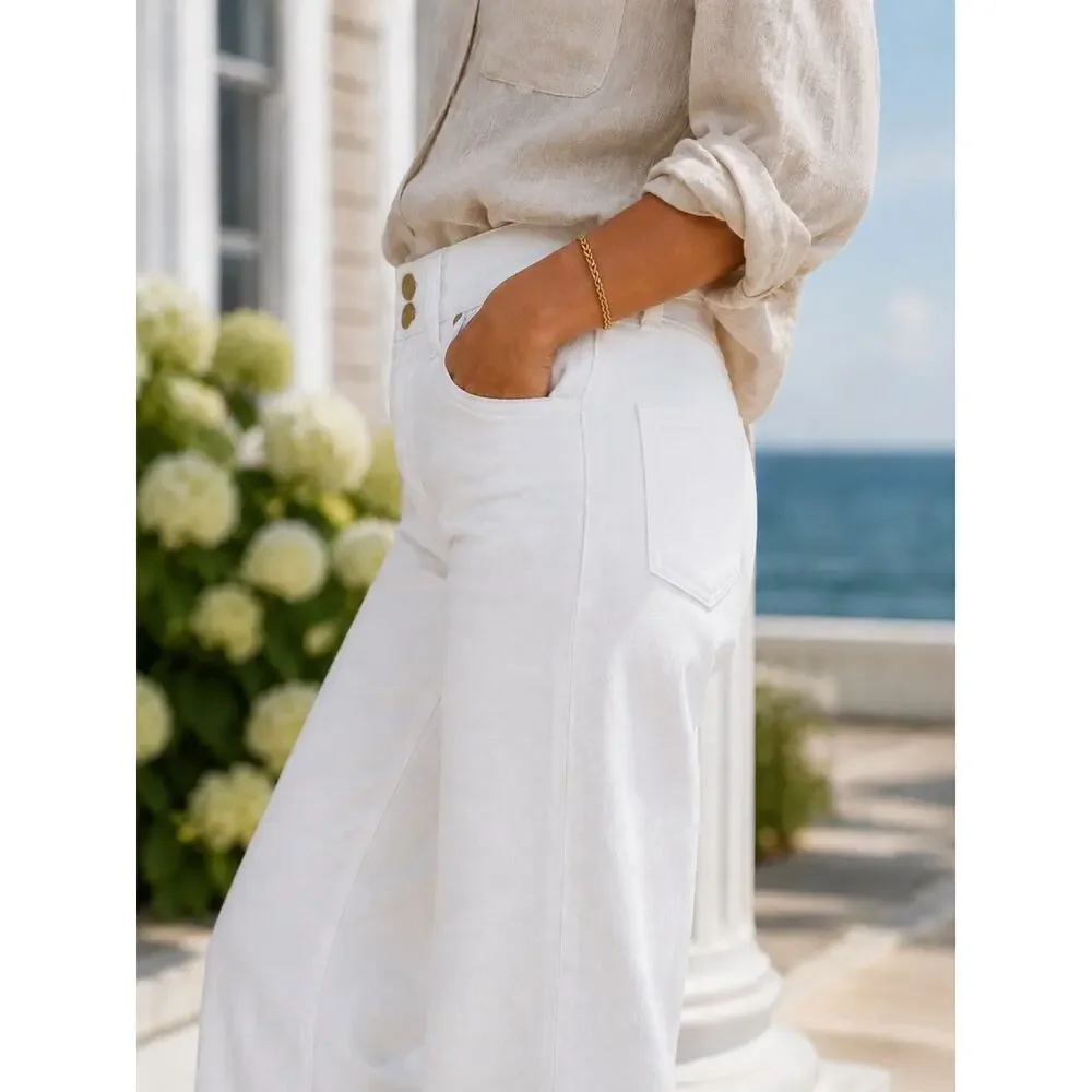 J.Crew Slim-Wide Leg High Rise White Denim Jeans Coastal Minimalist NWT  31 - Picture 2 of 13